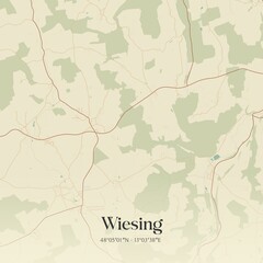Vintage map of Wiesing, Austria.