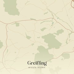 Fototapeta premium Vintage map of Greiffing, Austria.