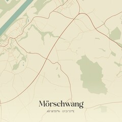 Vintage map of Mörschwang, Austria.