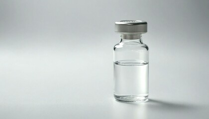 Silver-Capped Glass Vial on Reflective Surface