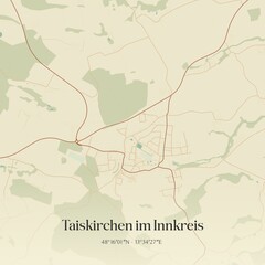 Vintage map of Taiskirchen im Innkreis, Austria.