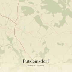 Vintage map of Putzleinsdorf, Austria.
