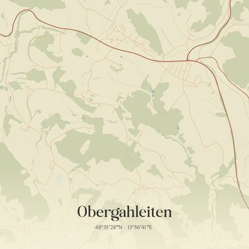 Vintage map of Obergahleiten, Austria.