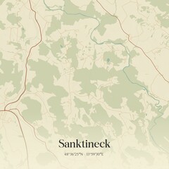Fototapeta premium Vintage map of Sanktineck, Austria.