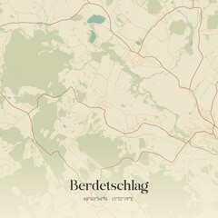 Fototapeta premium Vintage map of Berdetschlag, Austria.