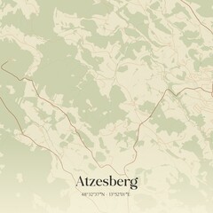 Vintage map of Atzesberg, Austria.