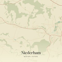 Vintage map of Niederham, Austria.