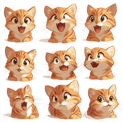 Fototapeta premium Adorable Kitten Cartoon Expressions in Multicolored Digital Art
