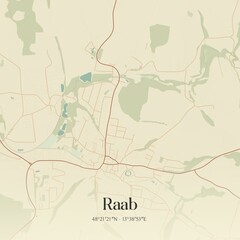 Vintage map of Raab, Austria.