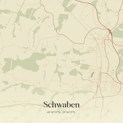 Vintage map of Schwaben, Austria.