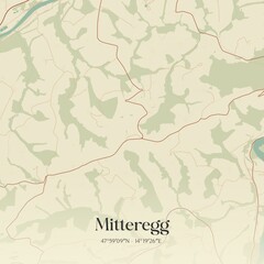 Vintage map of Mitteregg, Austria.