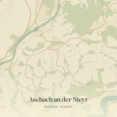 Fototapeta premium Vintage map of Aschach an der Steyr, Austria.