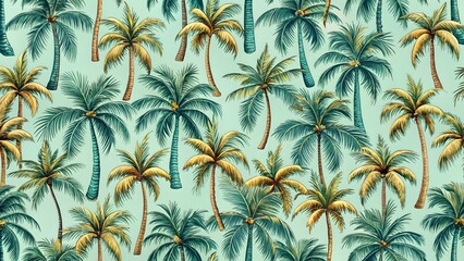 Tropical Palm Tree Seamless Pattern