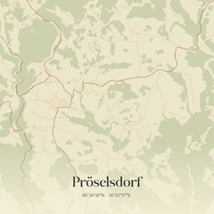 Obraz premium Vintage map of Pröselsdorf, Austria.