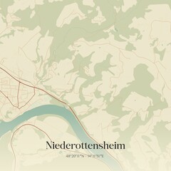 Vintage map of Niederottensheim, Austria.