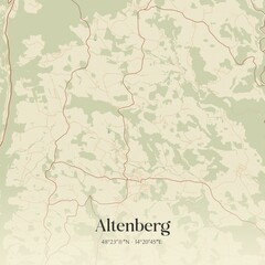 Vintage map of Altenberg, Austria.