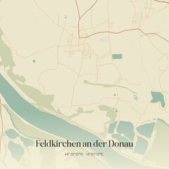 Fototapeta premium Vintage map of Feldkirchen an der Donau, Austria.