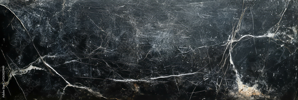 Poster texture with random curved scratches and grain over black background for artistic applications