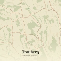 Vintage map of Trattberg, Austria.