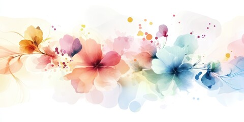 Delicate flowers bloom in an artistic watercolor composition featuring smooth transitions in colors, ideal for festive occasions like Women's Day and Mother's Day