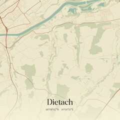 Vintage map of Dietach, Austria.