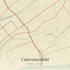 Vintage map of Untereisenfeld, Austria.