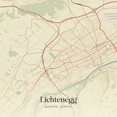 Vintage Map Lichtenegg Austria
