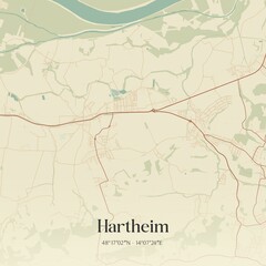Vintage map of Hartheim, Austria.