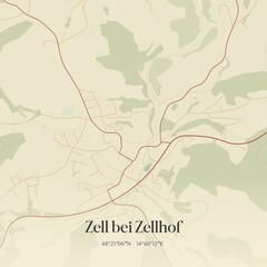 Vintage map of Zell bei Zellhof, Austria.