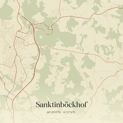 Vintage map of Sanktinböckhof, Austria.