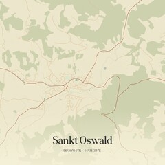 Vintage map of Sankt Oswald, Austria.