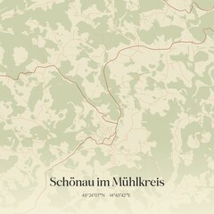 Vintage map of Schönau im Mühlkreis, Austria.