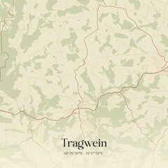 Vintage map of Tragwein, Austria.