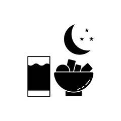 Iftar food concept line icon.Containing muslim, ramadan, food, islam, celebration, religion, islamic