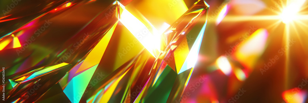 Poster intense crystal flares displaying vibrant colors and sharp edges amidst dynamic chaos