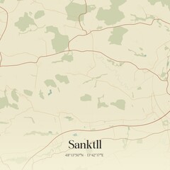 Vintage map of Sanktll, Austria.