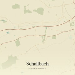 Fototapeta premium Vintage map of Schallbach, Austria.