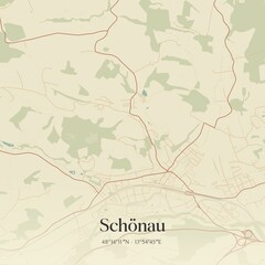 Vintage map of Schönau, Austria.
