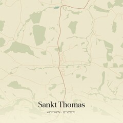 Vintage map of Sankt Thomas, Austria.