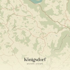 Fototapeta premium Vintage map of Königsdorf, Austria.