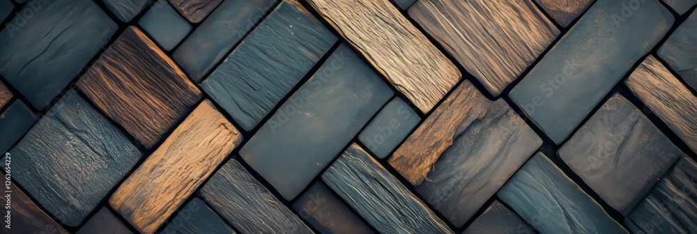 Poster Warm textured interlocking rectangular pattern with natural look and rough surface