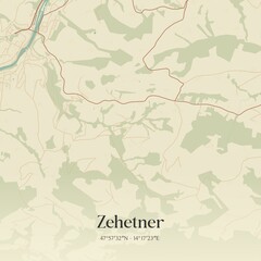 Vintage map of Zehetner, Austria.