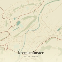 Obraz premium Vintage map of Kremsmünster, Austria.