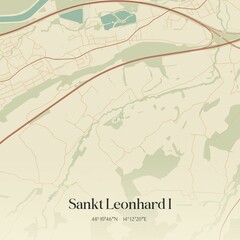 Vintage map of Sankt Leonhard I, Austria.