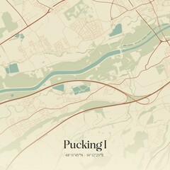 Vintage map of Pucking I, Austria.