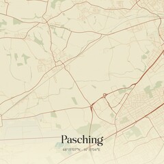 Fototapeta premium Vintage map of Pasching, Austria.