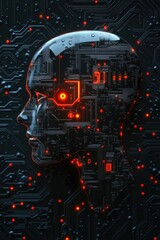 Obraz premium Robotic AI Future Head Illustration
