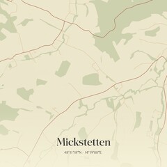 Vintage map of Mickstetten, Austria.