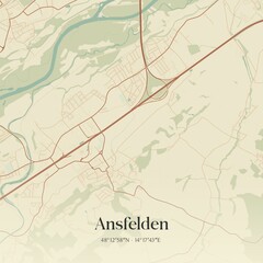 Vintage map of Ansfelden, Austria.