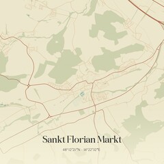 Vintage map of Sankt Florian Markt, Austria.